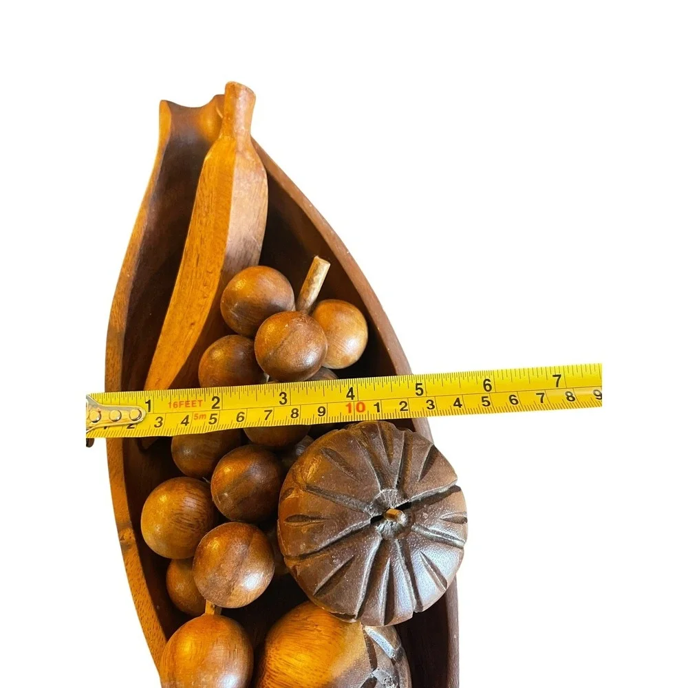 MCM Wooden Fruit Bowl Table Centerpiece Made In Philippines‎